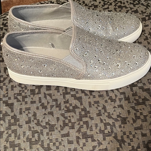 Steve Madden Women's Silver Rhinestone Sneakers - Picture 2 of 6